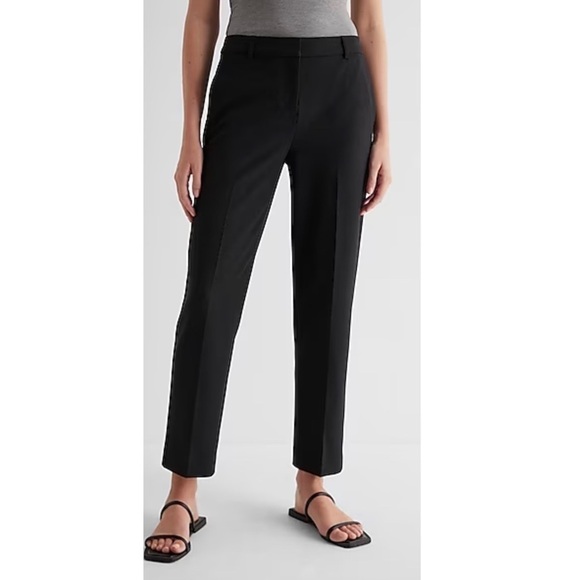 Express Editor straight leg crop ankle pants mid rise blue black dot pattern 0 - Picture 8 of 11